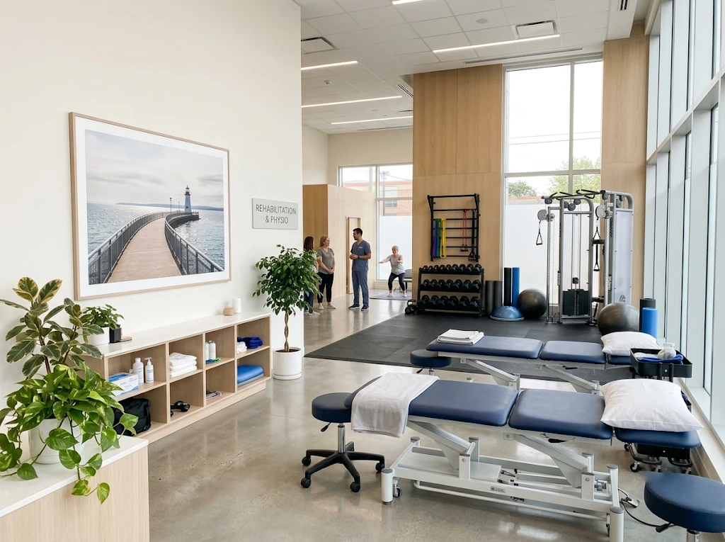 Sterling Physiotherapy Burlington clinic reception and treatment gym