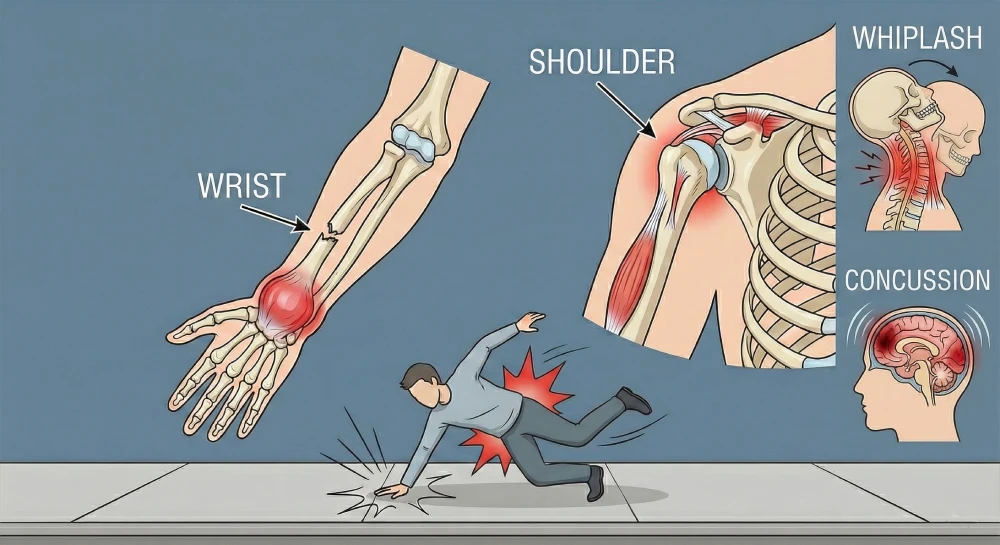 Slip and fall injuries Slip and fall injuries