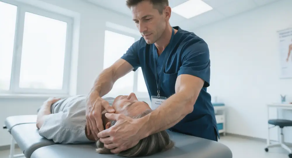 Vertigo Treatment Hamilton Physiotherapist performing Canal Repositioning treatment for BPPV relief in Hamilton