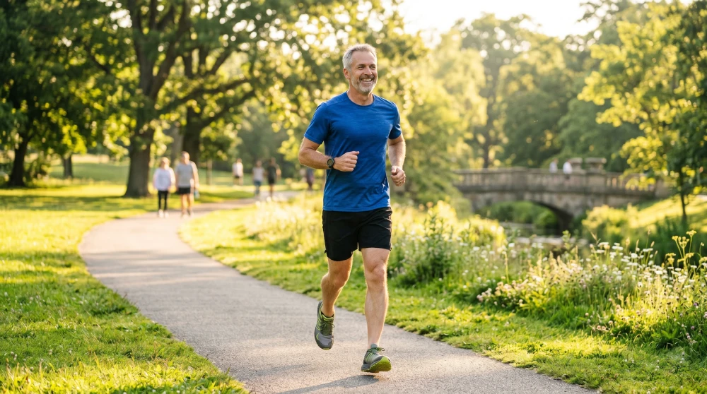 pelvic health Hamilton Ontario An active man demonstrating the benefits of pelvic floor physiotherapy for men recovering from prostate surgery.