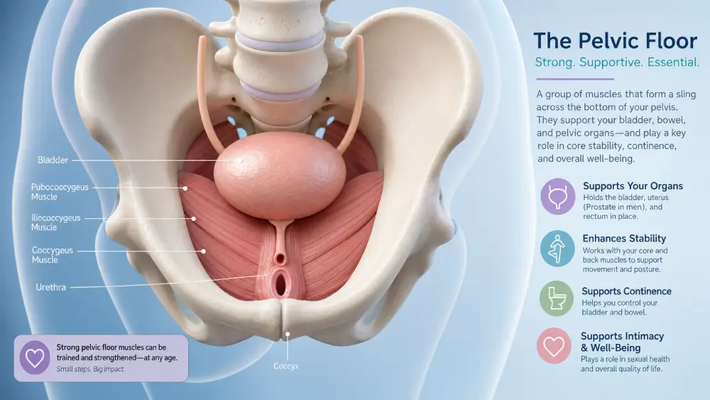 pelvic floor physio Hamilton Diagram illustrating the hammock structure of the human pelvic floor muscles.