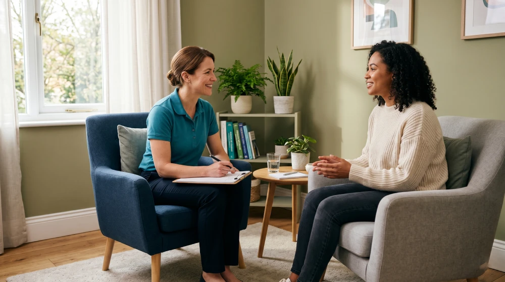 pelvic floor physio near me A physiotherapist providing a comfortable, private consultation for pelvic floor health.