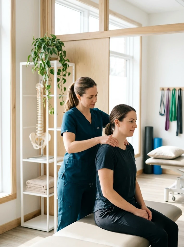 Physiotherapist conducting an initial assessment with a patient at Sterling Physiotherapy Hamilton